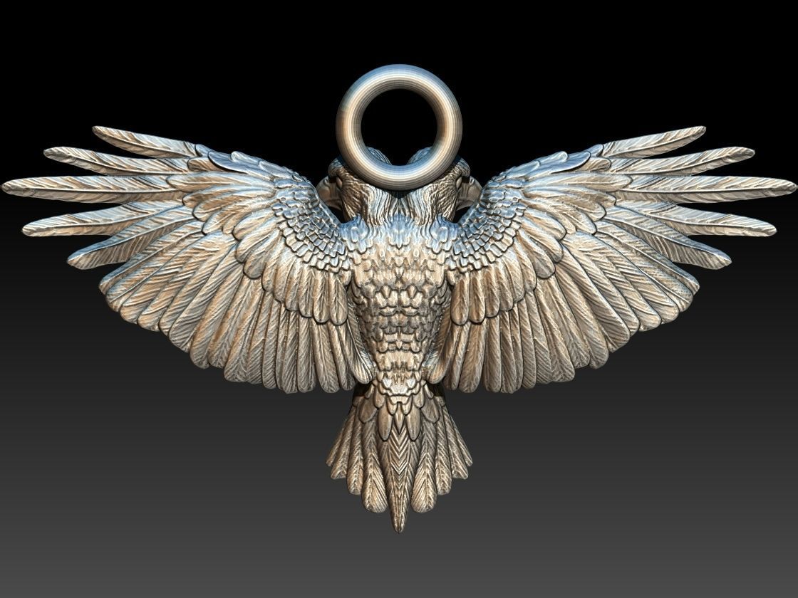 two-headed eagle pendant  3D print model_5