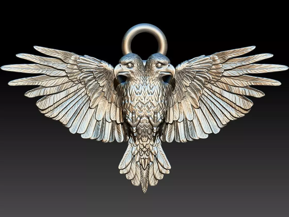 two-headed eagle pendant  3D print model_0