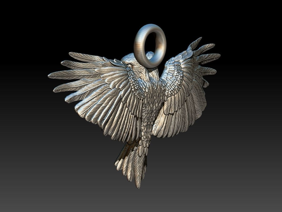 two-headed eagle pendant  3D print model_4