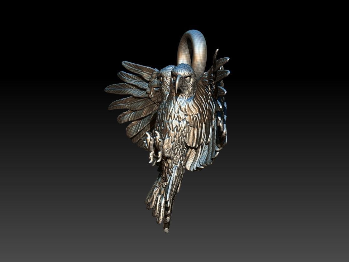 two-headed eagle pendant  3D print model_2