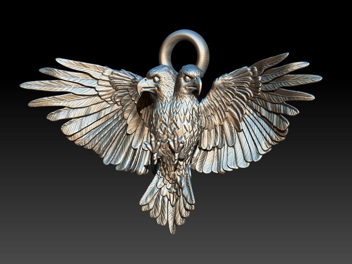 two-headed eagle pendant  3D print model_1