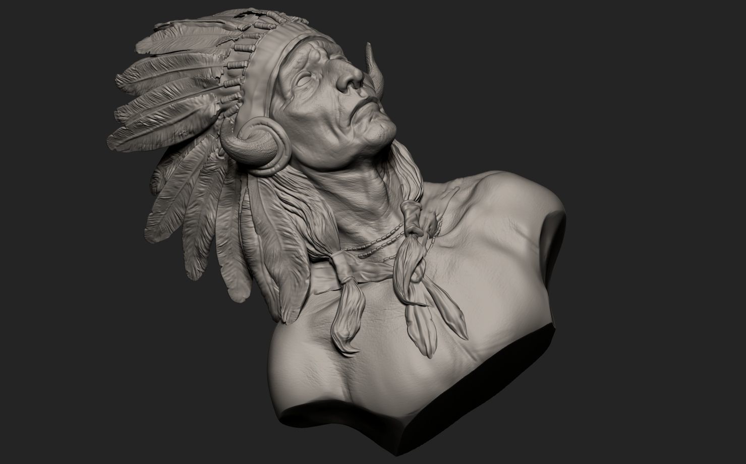 American Native Warrior 3D print model_9