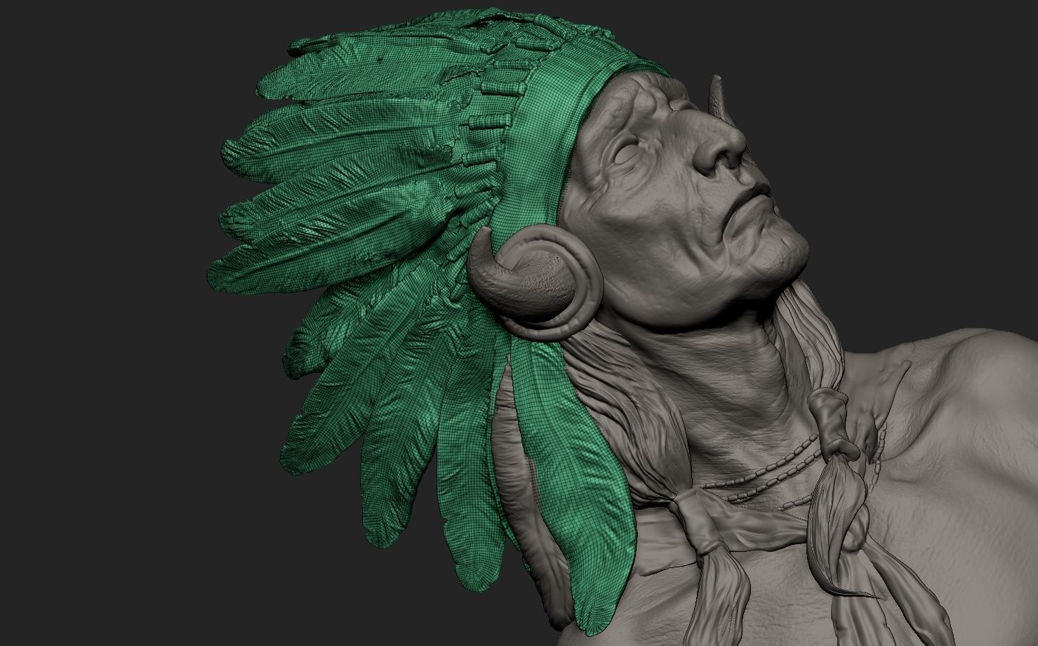 American Native Warrior 3D print model_10