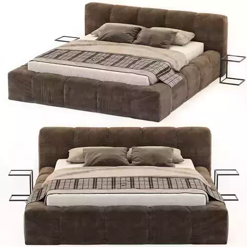 comfortable beige-brown bed