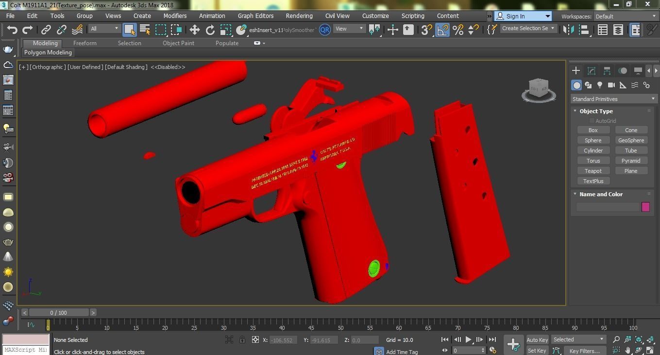 Colt M1911A1 Low-poly 3D model_12