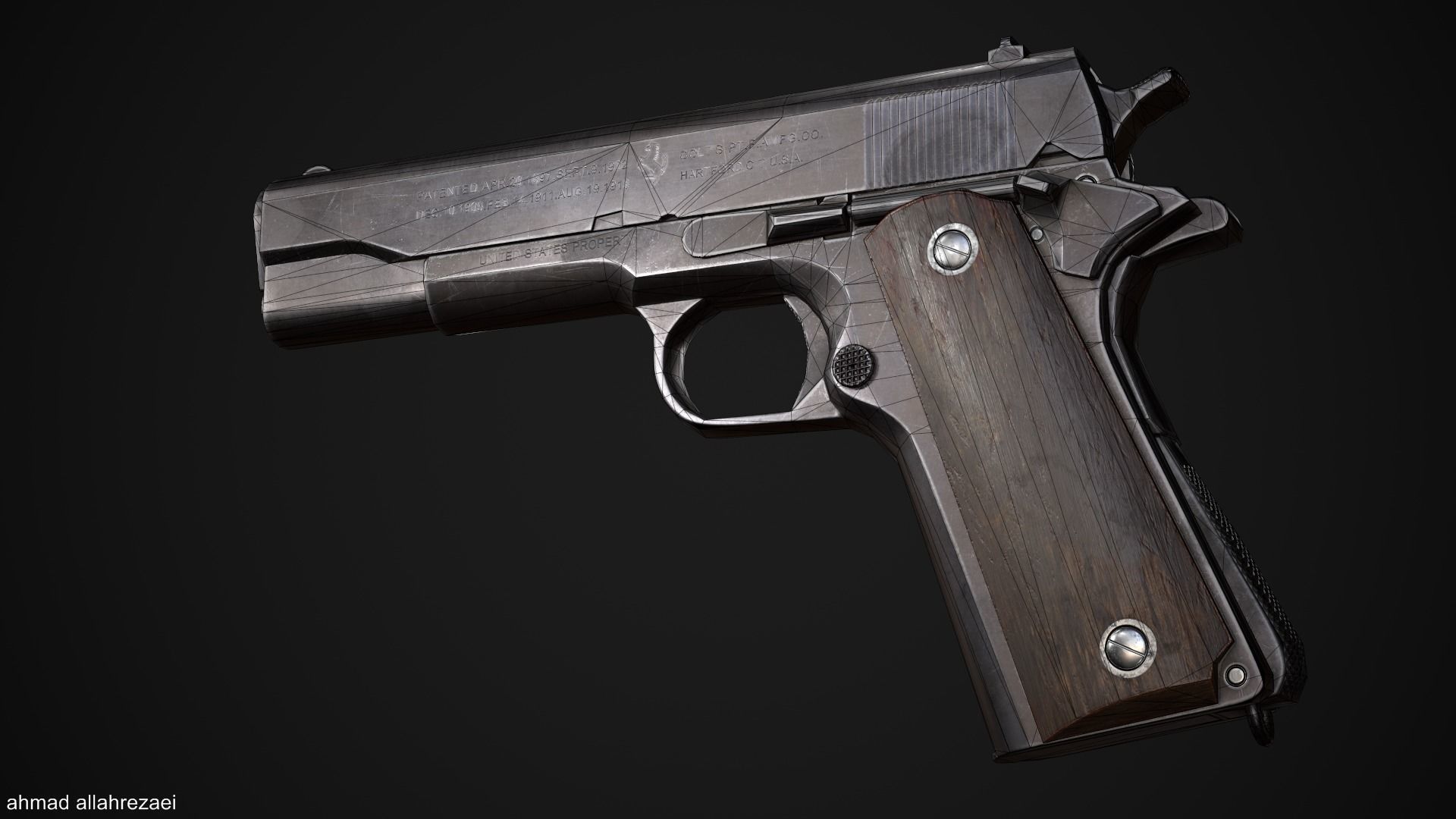 Colt M1911A1 Low-poly 3D model_7