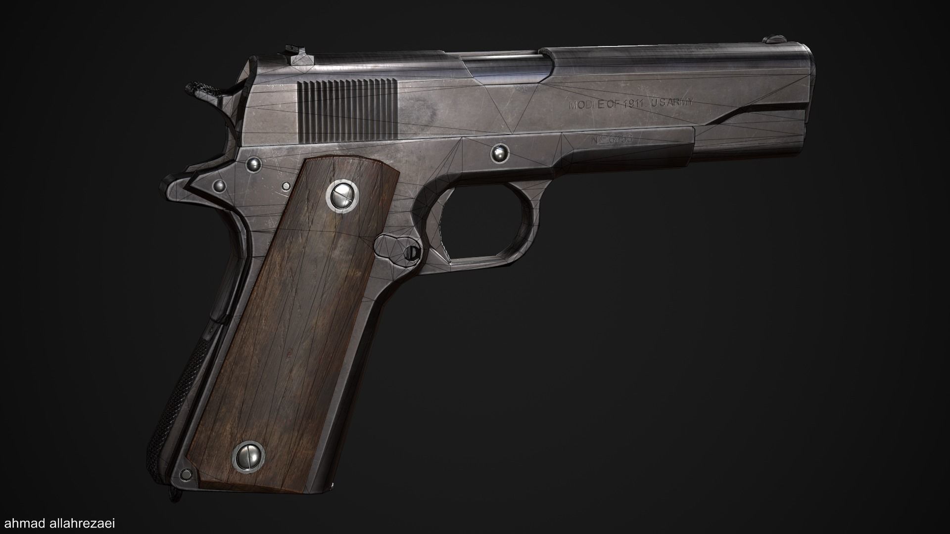 Colt M1911A1 Low-poly 3D model_5