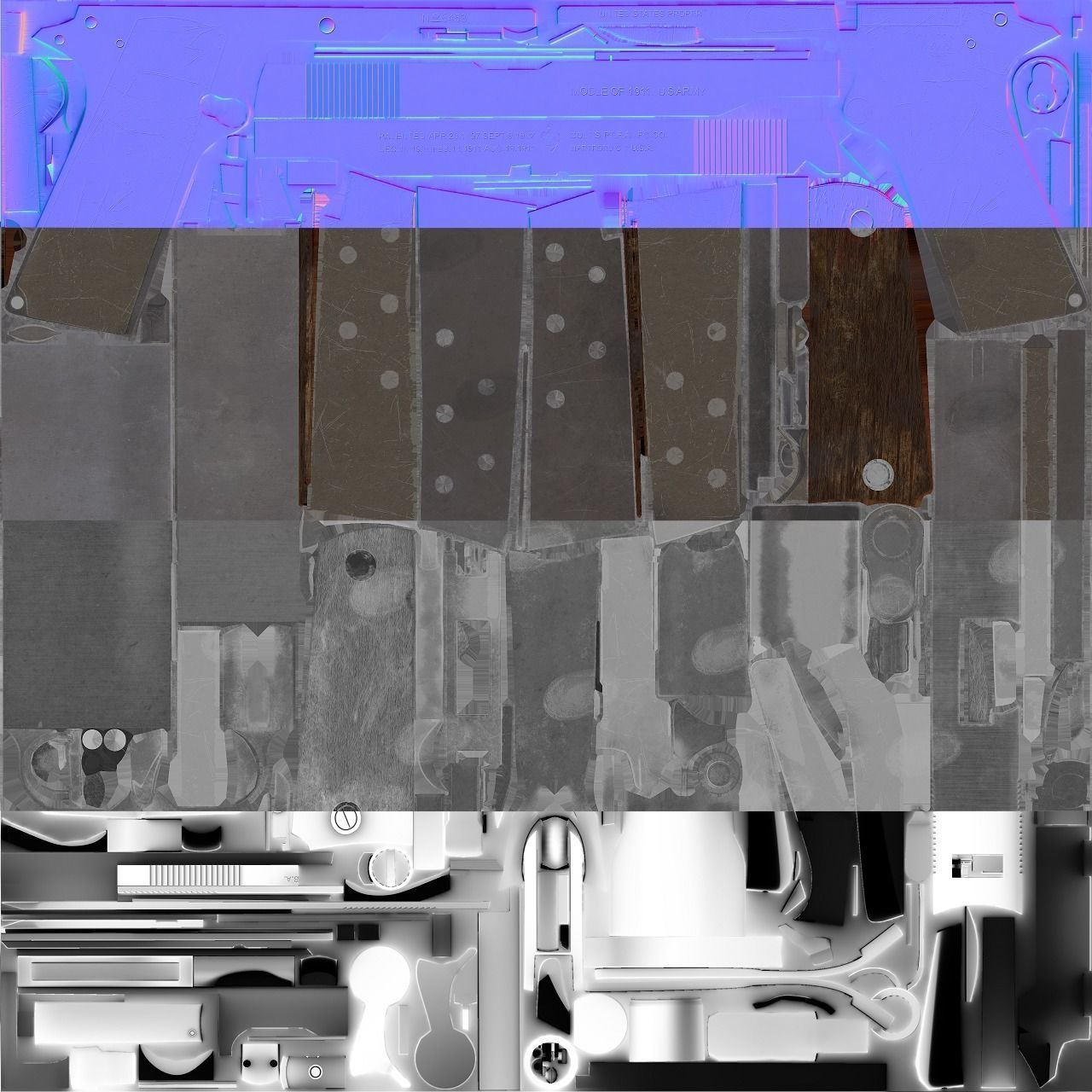 Colt M1911A1 Low-poly 3D model_15