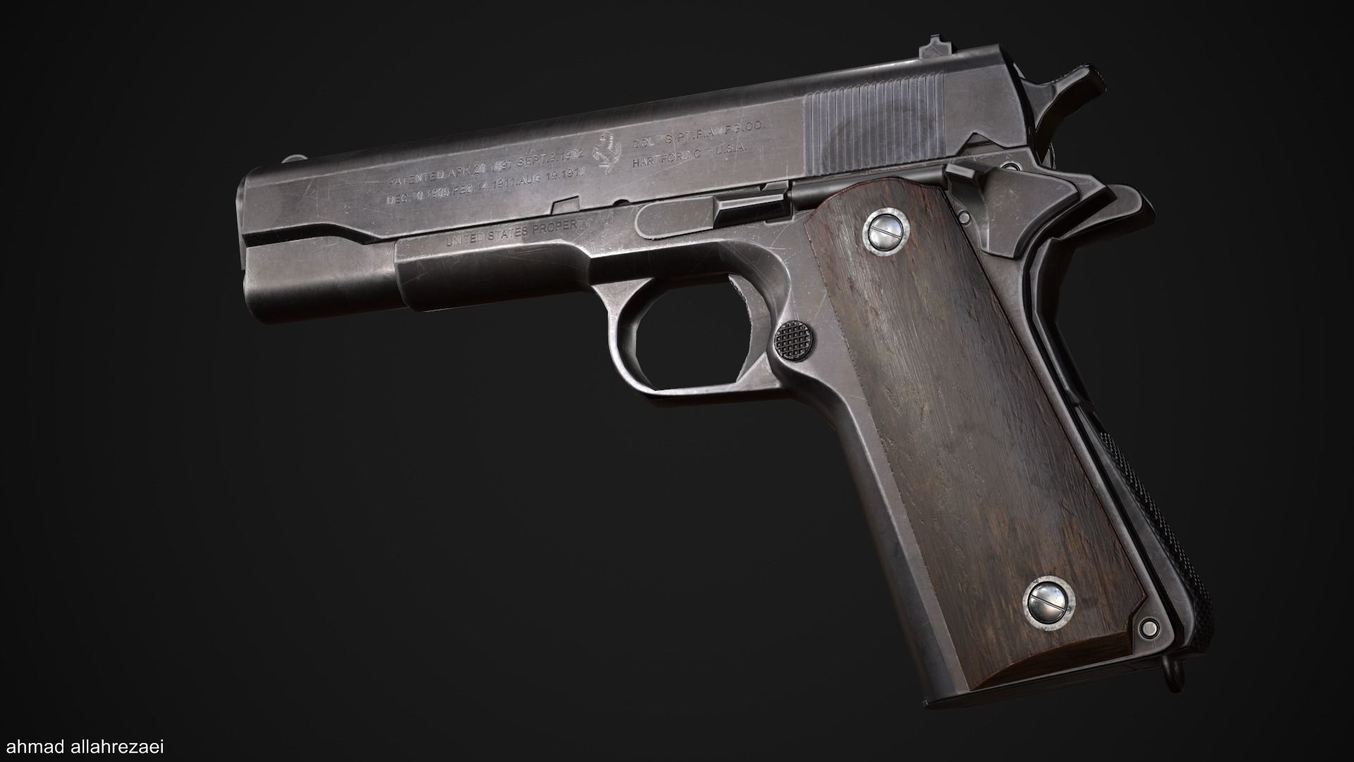 Colt M1911A1 Low-poly 3D model_6