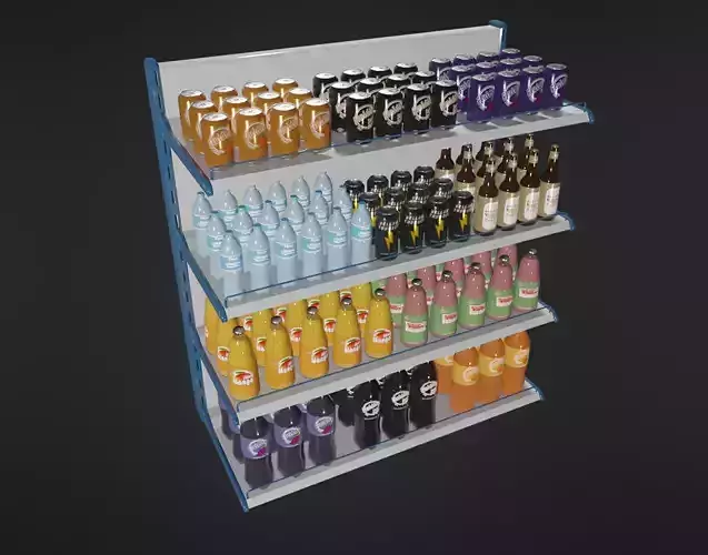Food Shelf With Standard Drinks  Low-poly 3D model