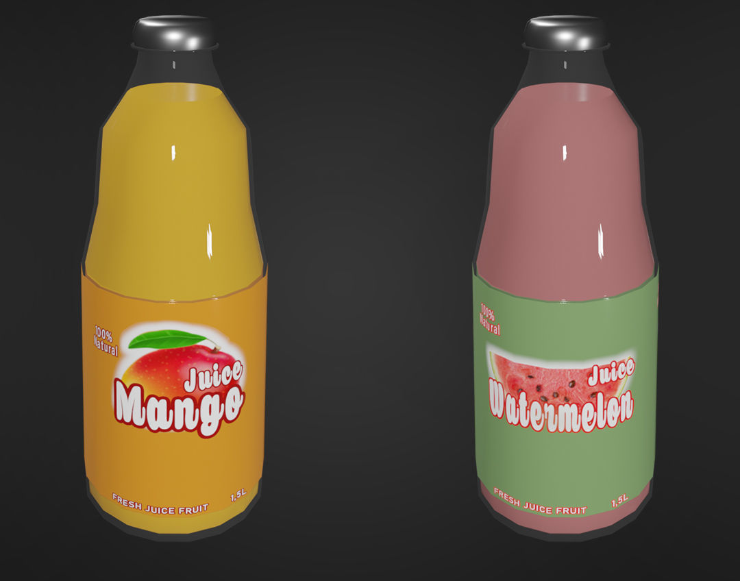 Food Shelf With Standard Drinks Low-poly 3D model_6