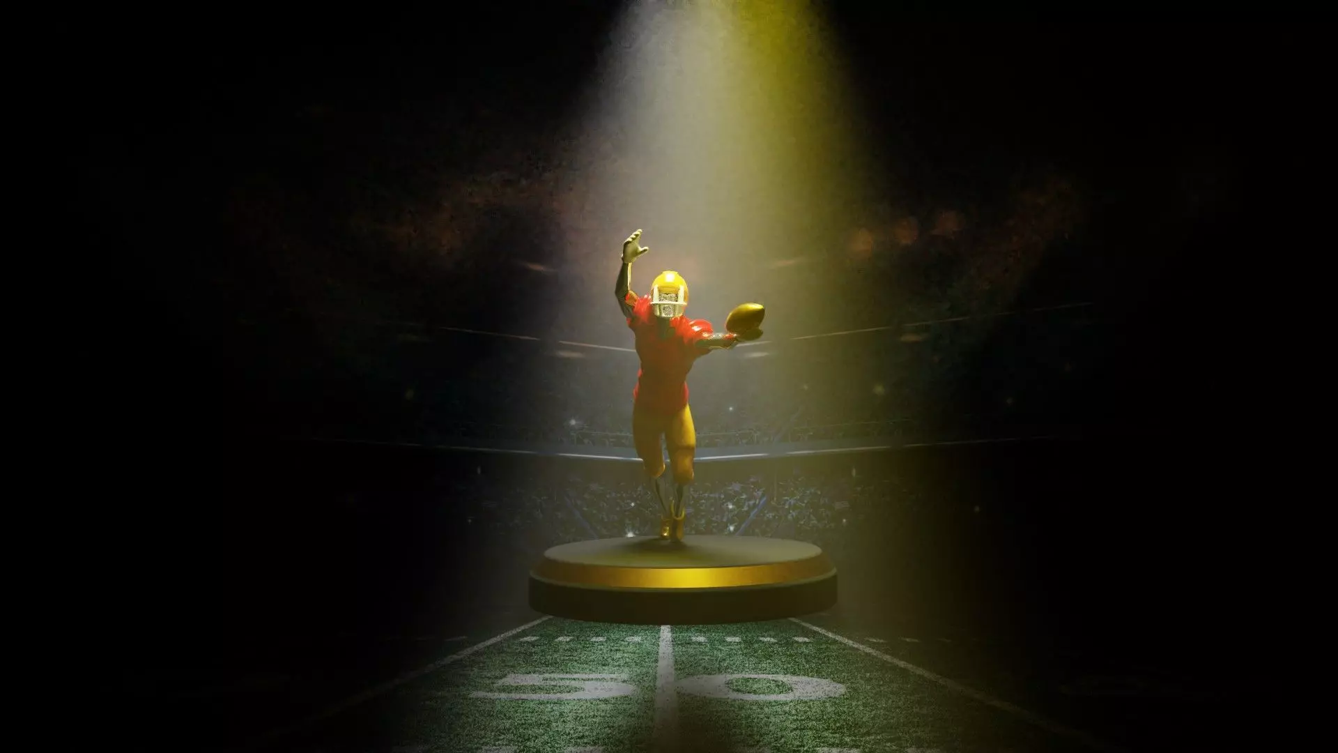 american football trophy 3D model_0