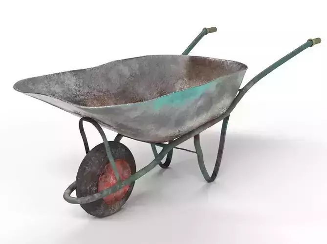 Realistic Used Ruined Wheelbarrow