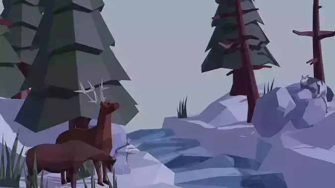 Lowpoly Winter forest