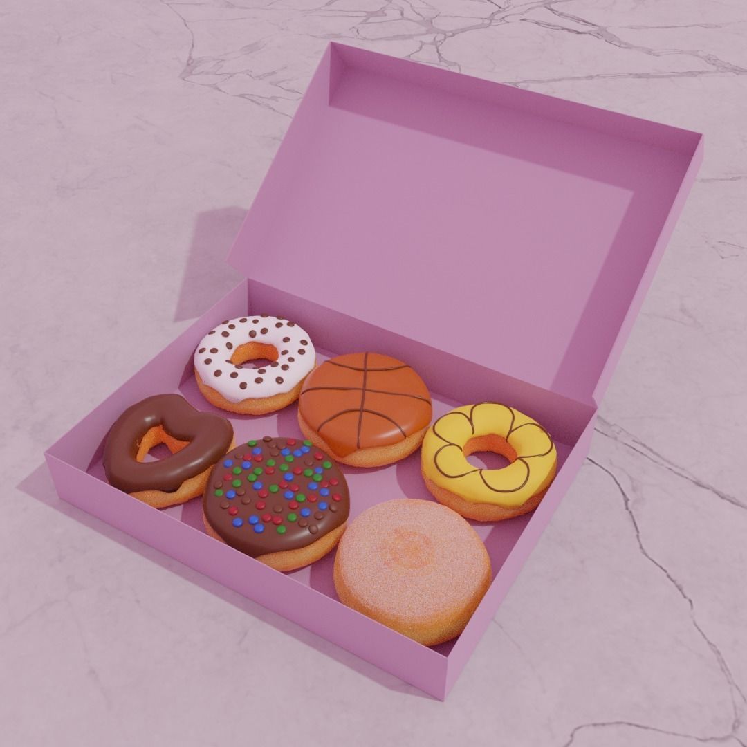 50 Donuts Collection  Low-poly 3D model_2