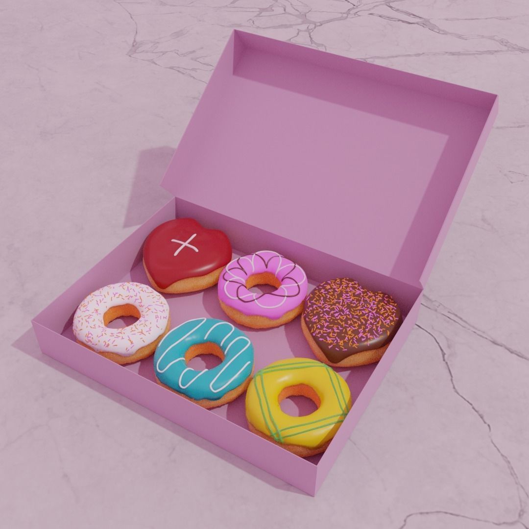 50 Donuts Collection  Low-poly 3D model_3