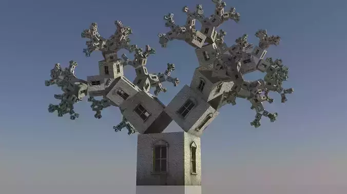 Pythagoras tree fractal 3D model