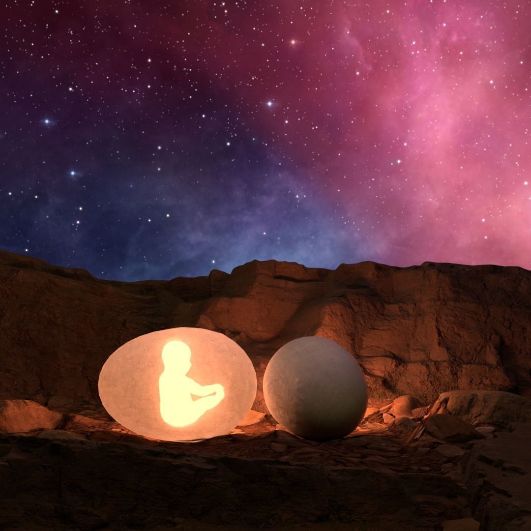 Luminous baby in egg 3D model