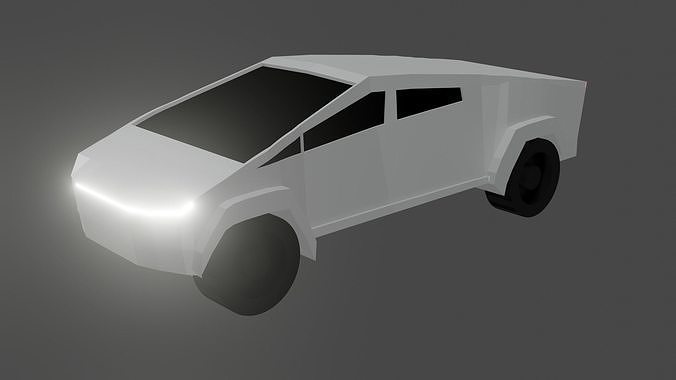 cybertruck car with light Free low-poly 3D model