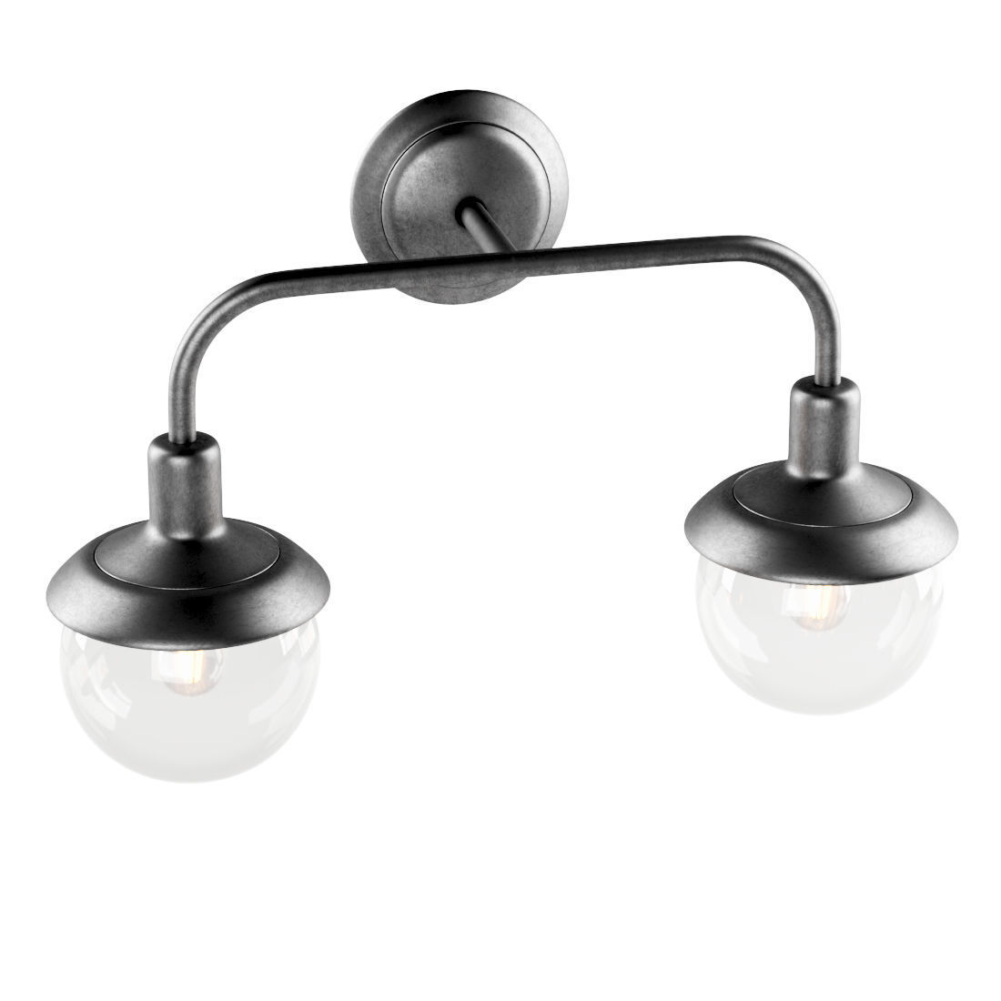 Double metal wall lantern 3D model_2