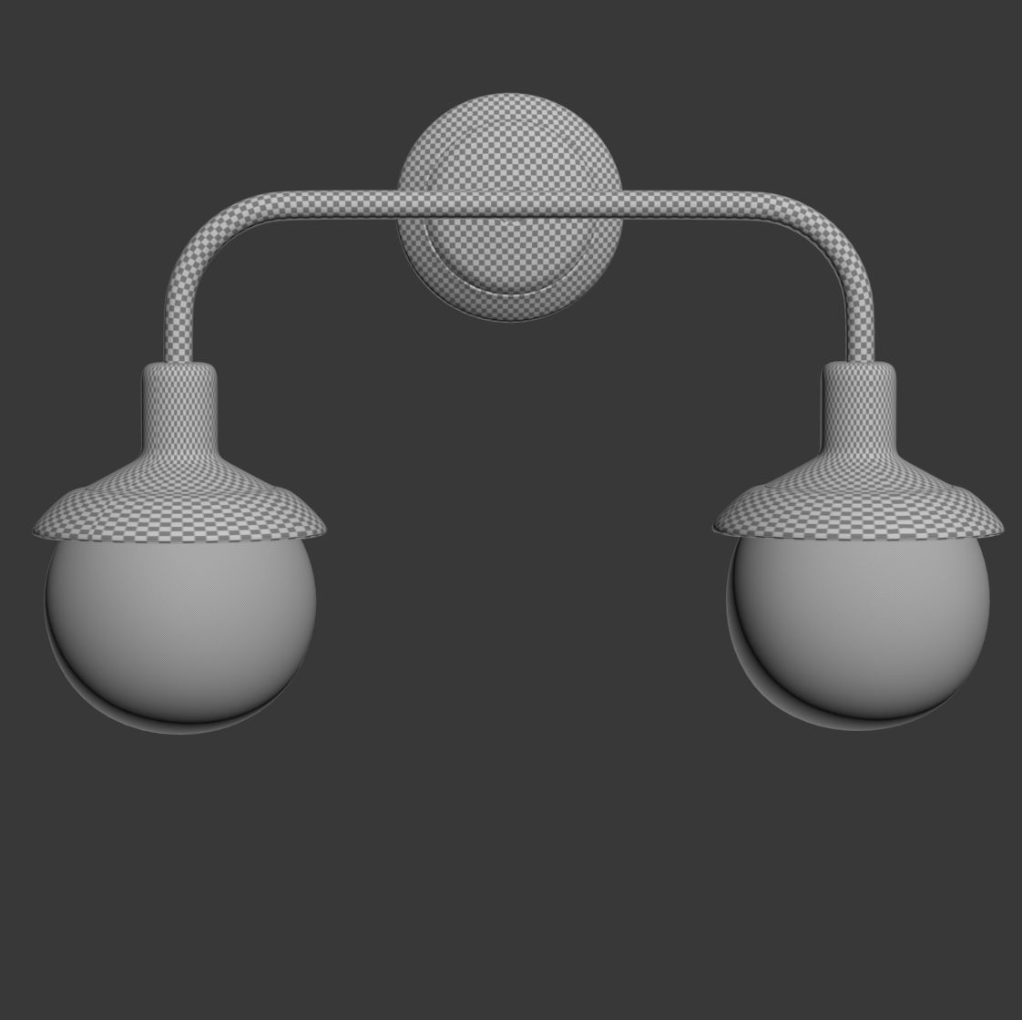 Double metal wall lantern 3D model_6