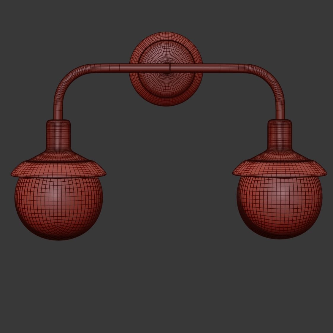 Double metal wall lantern 3D model_4