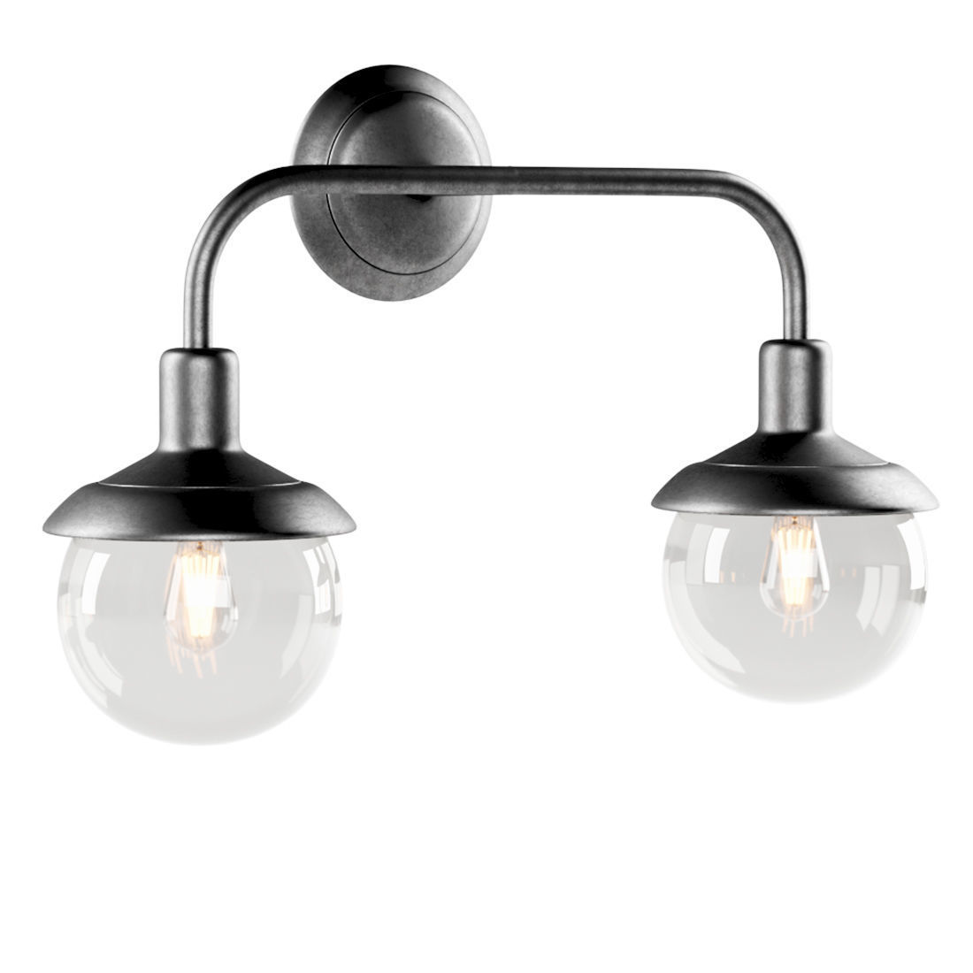 Double metal wall lantern 3D model_1