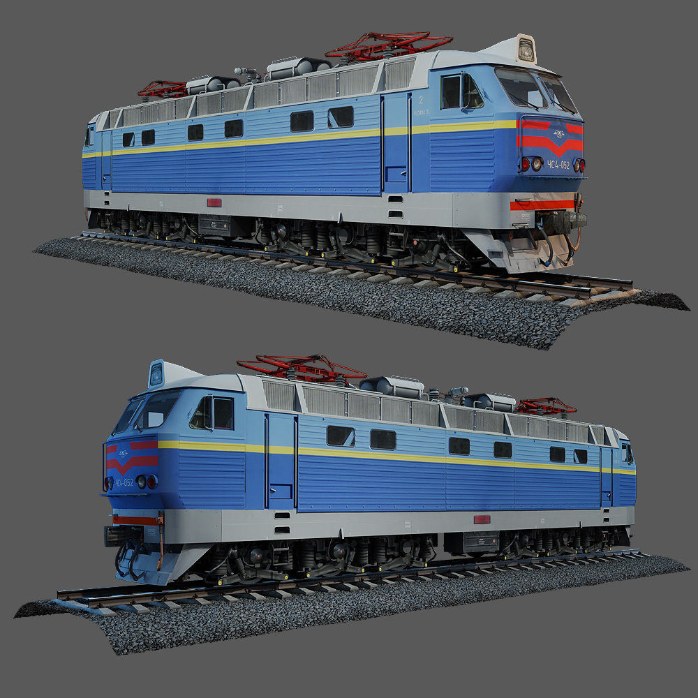 Train and railroad tracks and wagon Low-poly 3D model_27