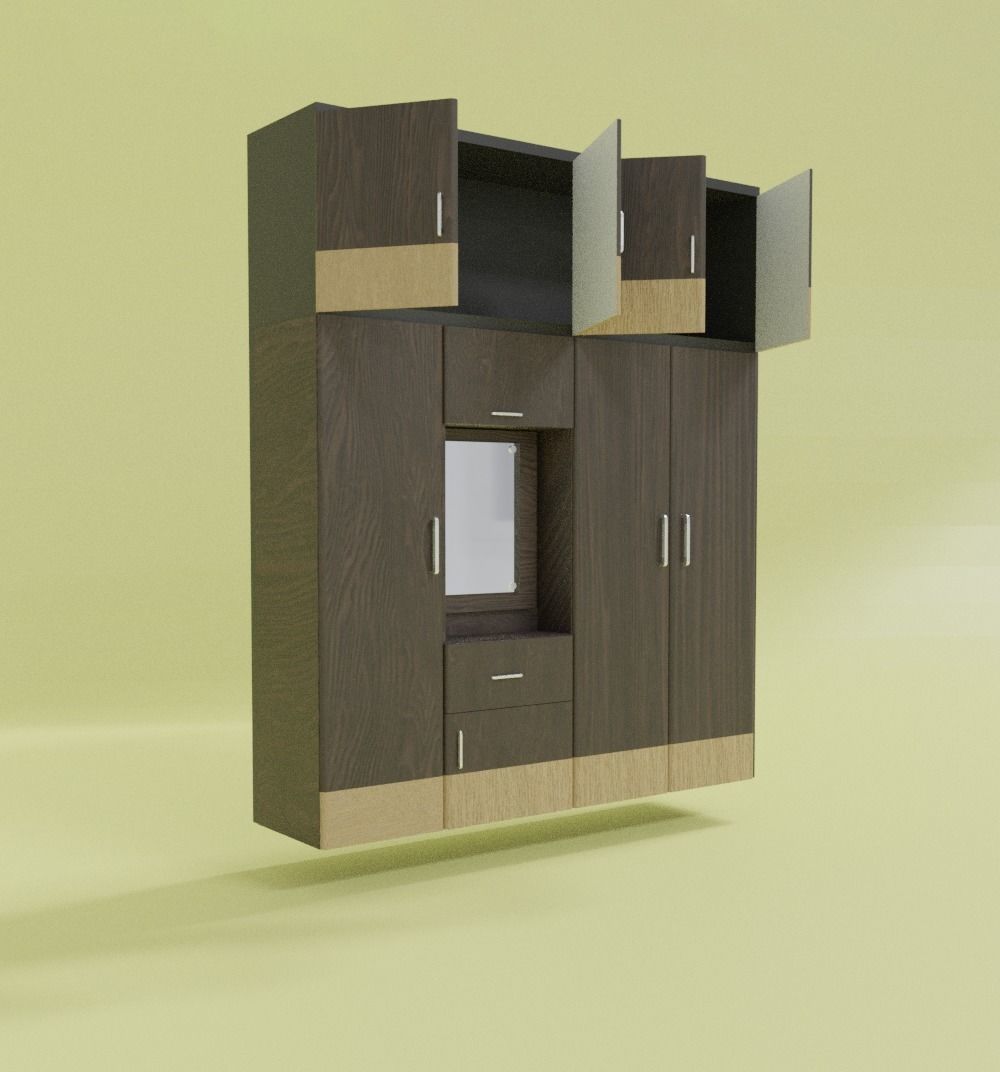 Wardrobe with doors and drawers Free 3D model_6