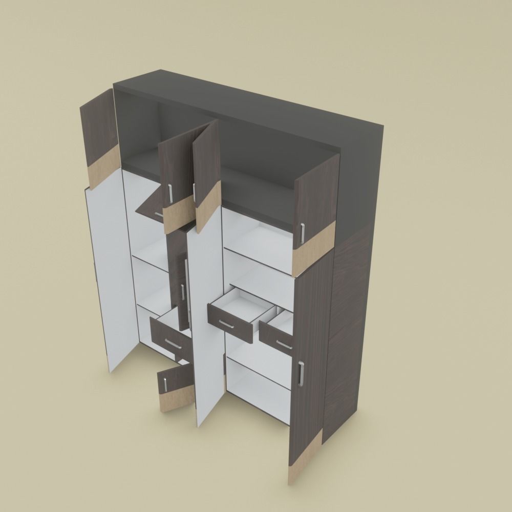Wardrobe with doors and drawers Free 3D model_4