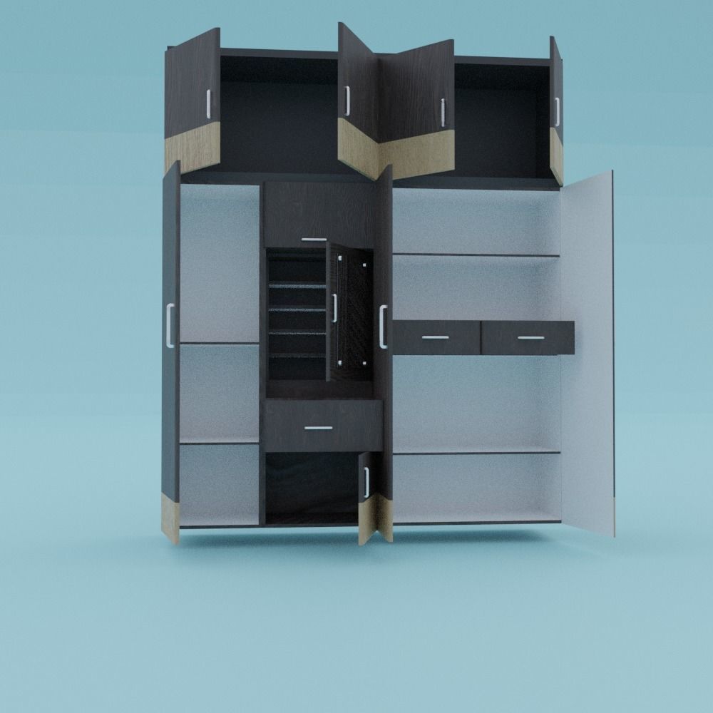 Wardrobe with doors and drawers Free 3D model_1