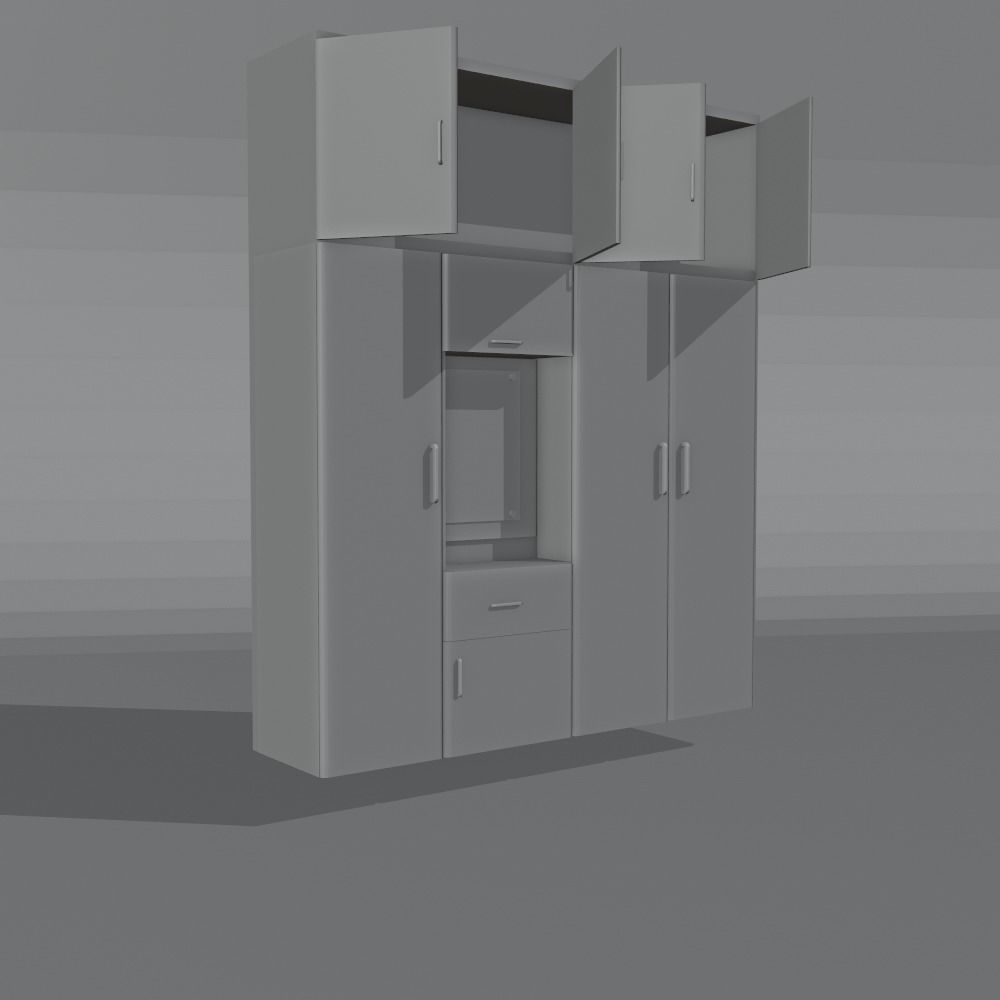 Wardrobe with doors and drawers Free 3D model_2