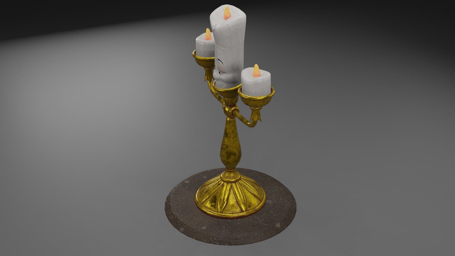 Lumiere 3D Model golden candlestick 3D model_7