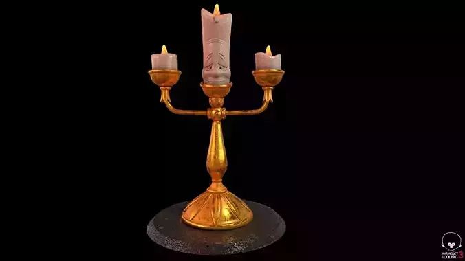 Lumiere 3D Model golden candlestick 3D model