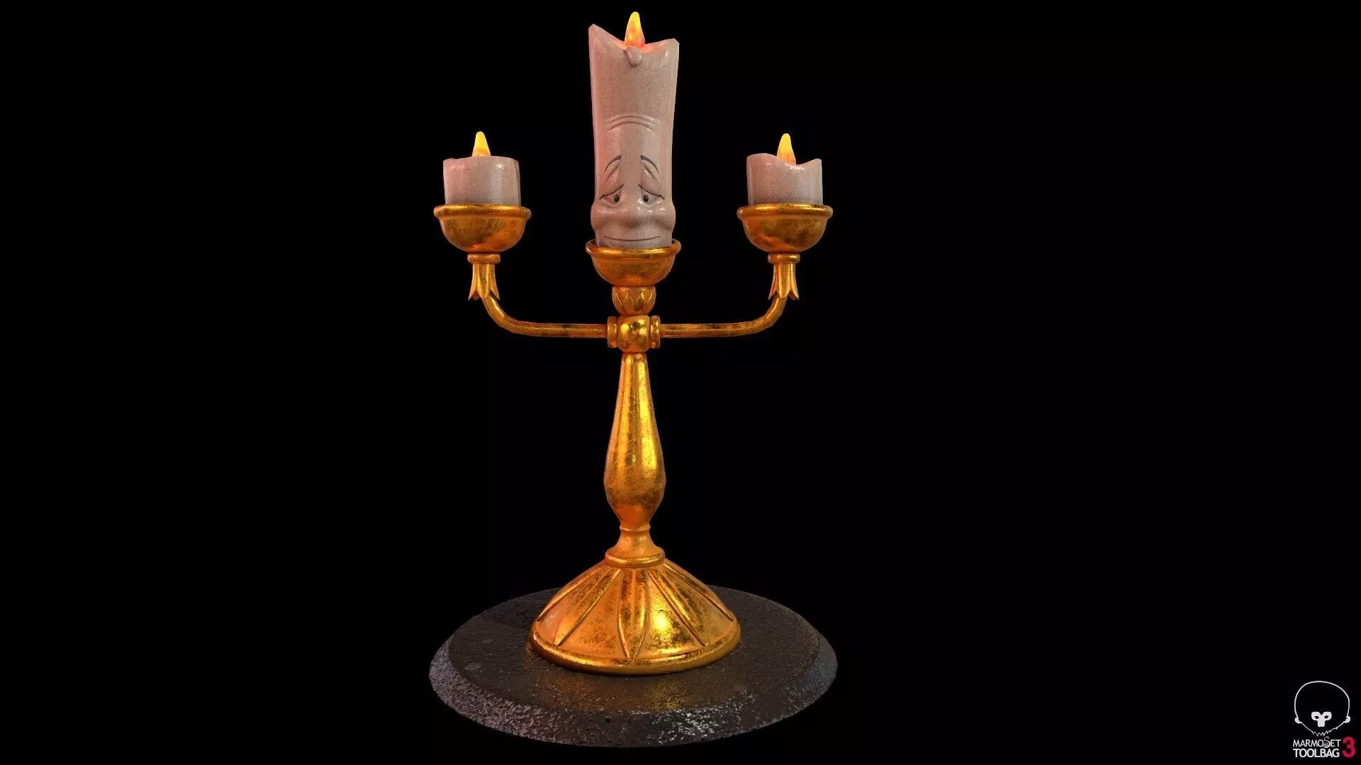 Lumiere 3D Model golden candlestick 3D model_0