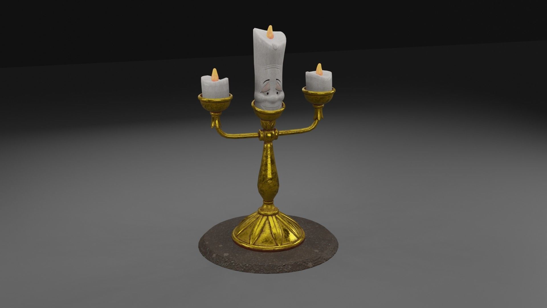 Lumiere 3D Model golden candlestick 3D model_8