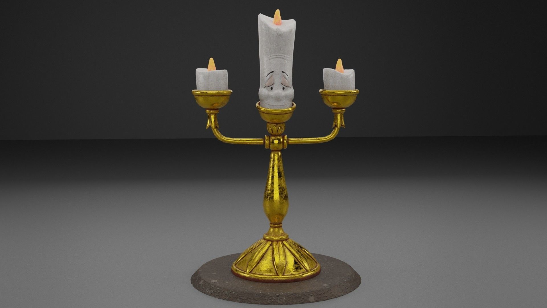 Lumiere 3D Model golden candlestick 3D model_4