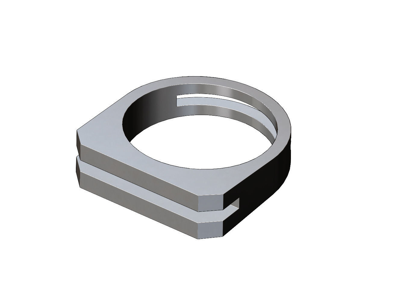 2 Bar flat top rectangular signet ring 3D print model_3