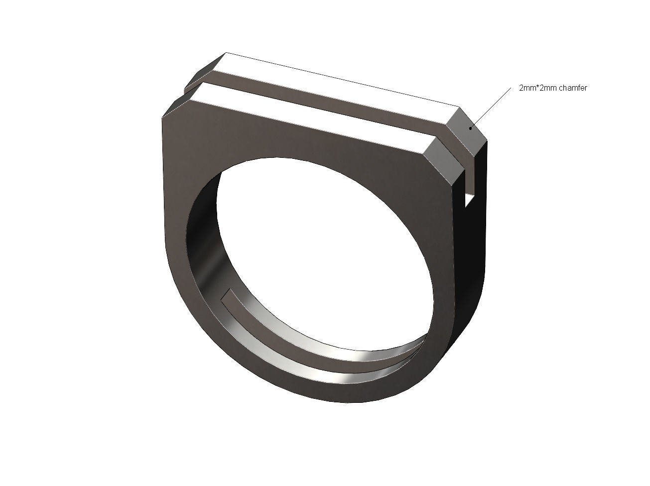 2 Bar flat top rectangular signet ring 3D print model_5
