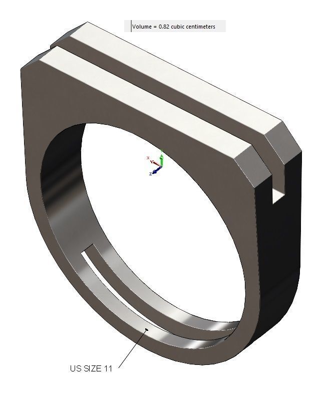 2 Bar flat top rectangular signet ring 3D print model_11