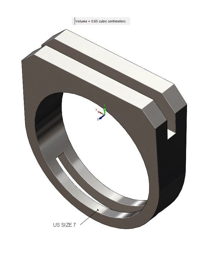 2 Bar flat top rectangular signet ring 3D print model_10
