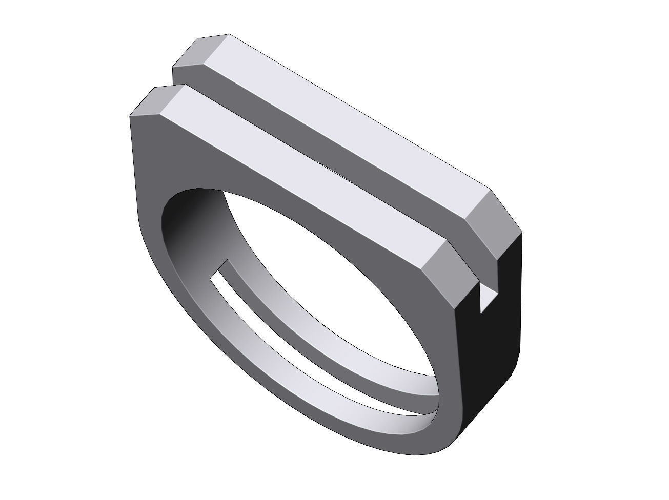 2 Bar flat top rectangular signet ring 3D print model_7