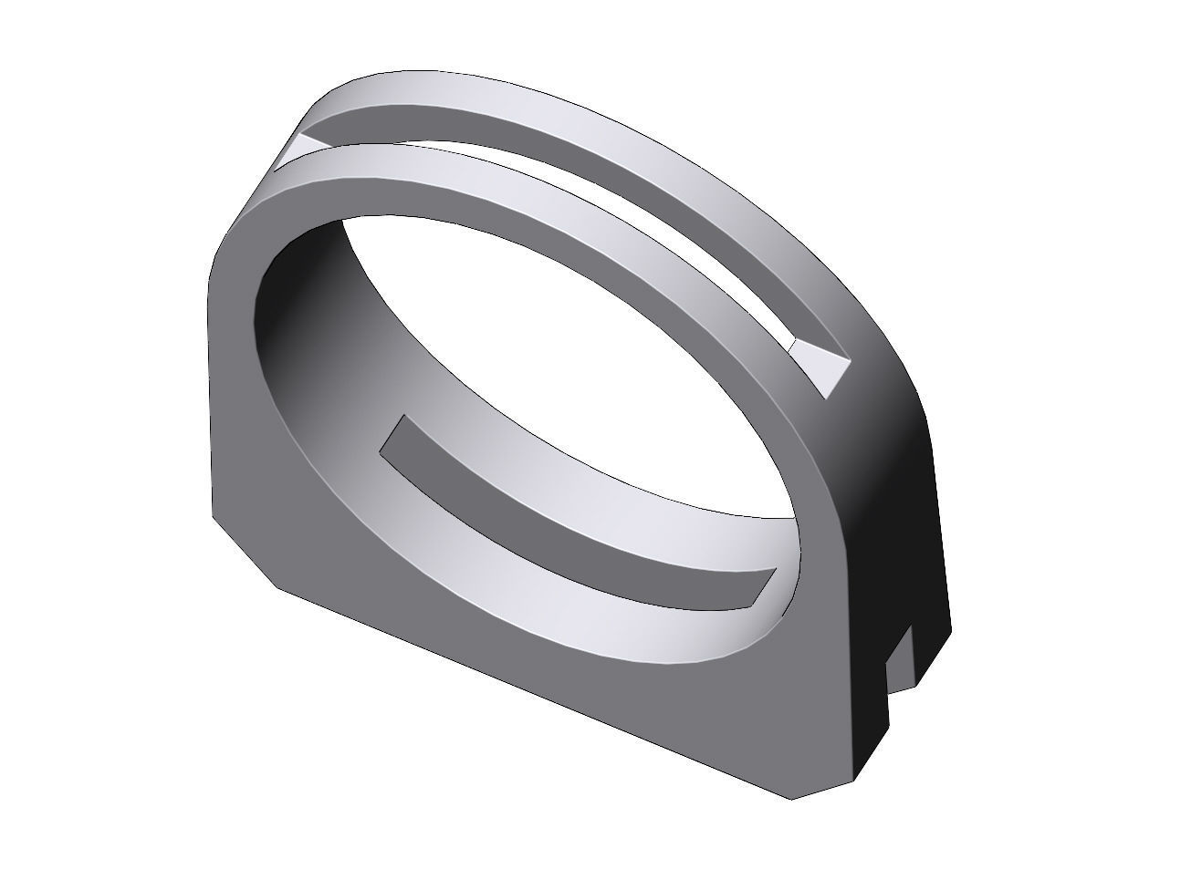 2 Bar flat top rectangular signet ring 3D print model_8