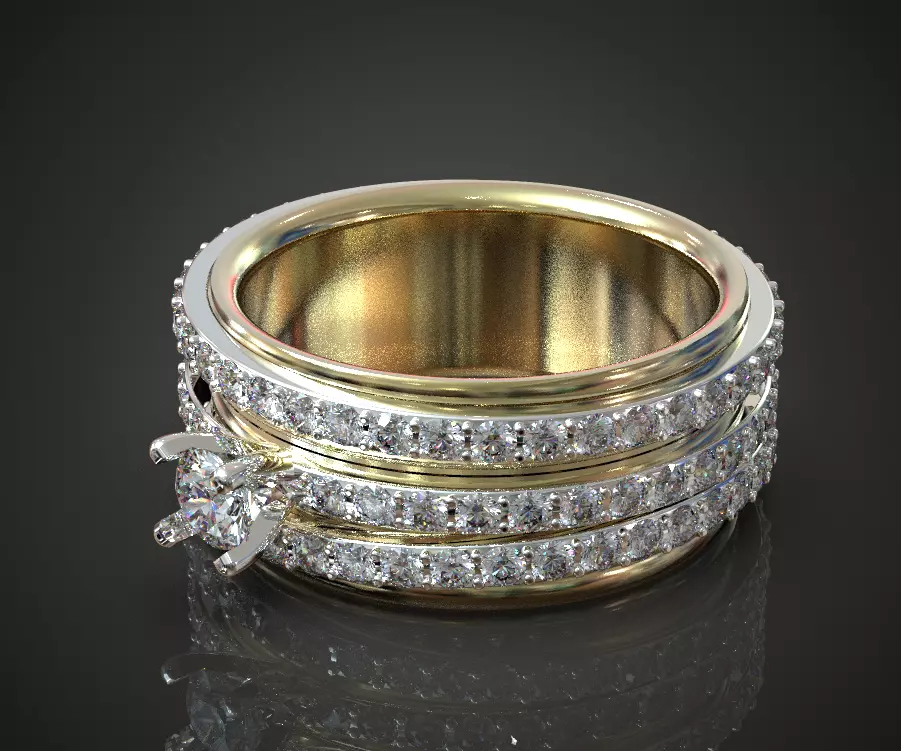 Diamond multy-gemstone ring Free 3D print model