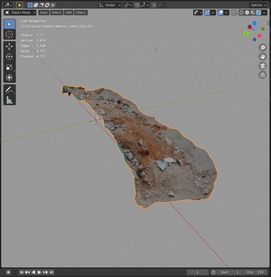 rubble red brick ruin debris asset 3d scan 3D model_5