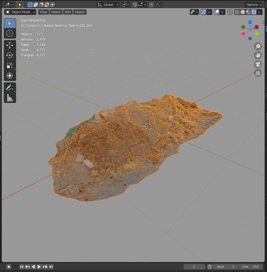 rubble red brick ruin debris asset 3d scan 3D model_4