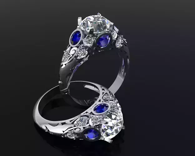 Ring 9 sapphire and diamond engagement
