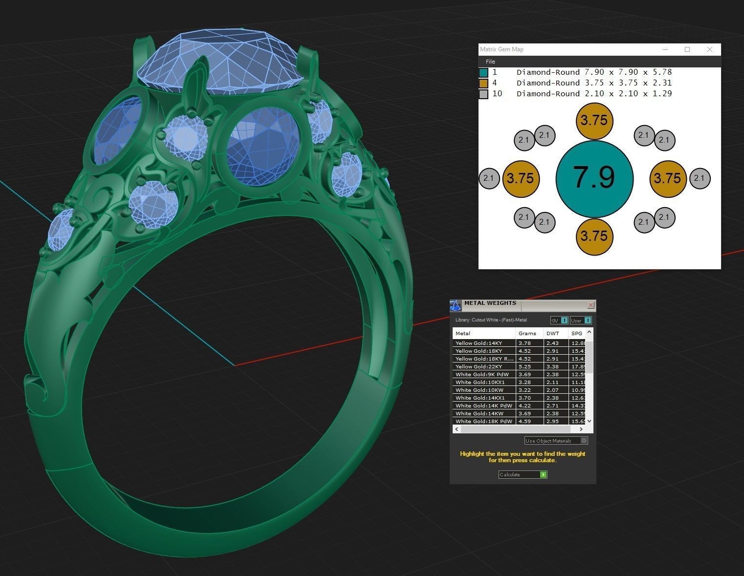 Ring 9 sapphire and diamond engagement 3D print model_7