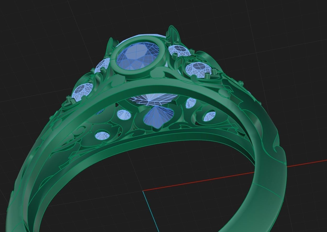 Ring 9 sapphire and diamond engagement 3D print model_8