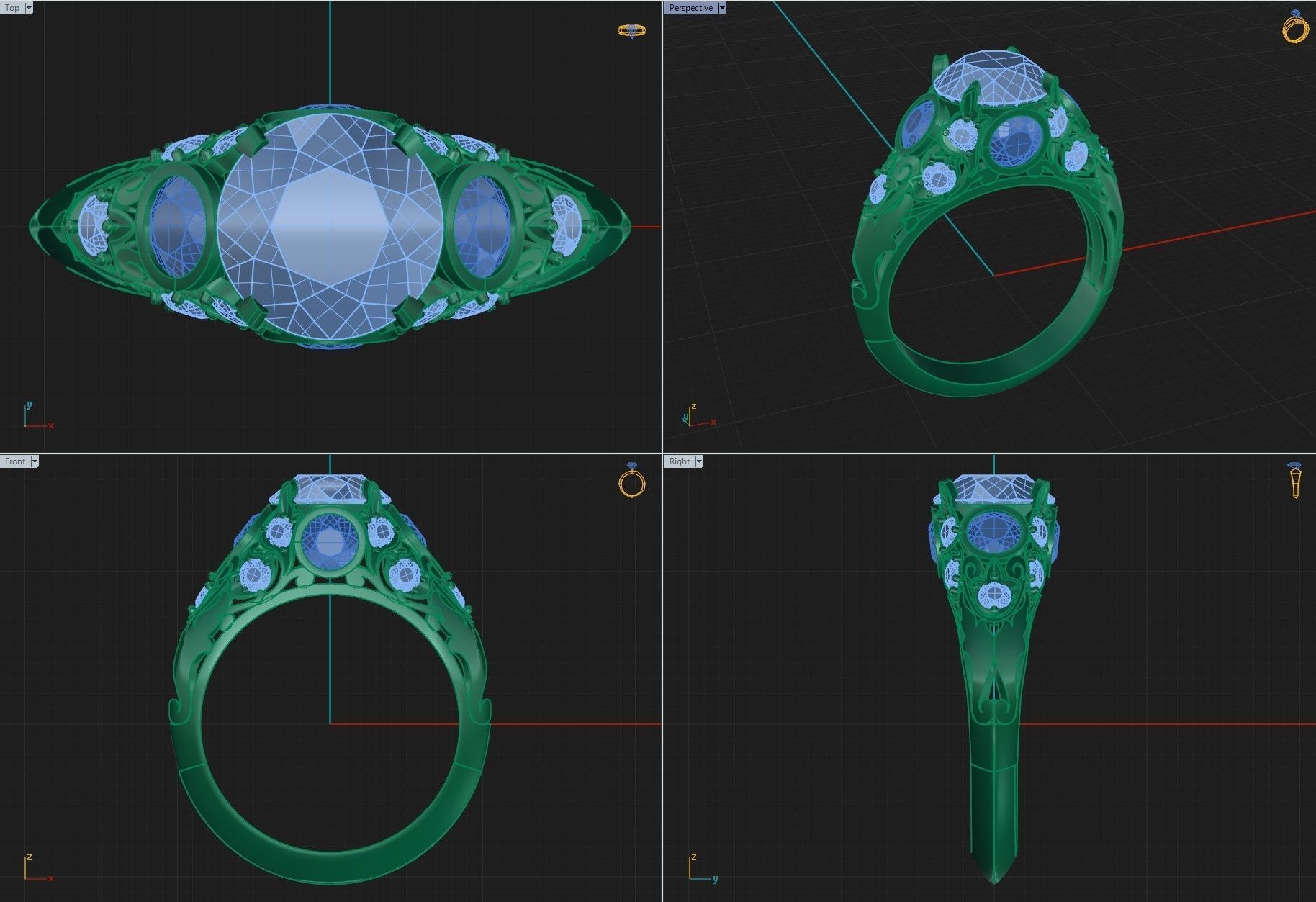 Ring 9 sapphire and diamond engagement 3D print model_5